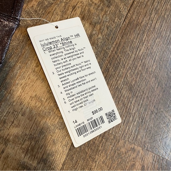 NWT Lululemon Align HR Crop 23” Shine Leggings Size 14 - Picture 4 of 10